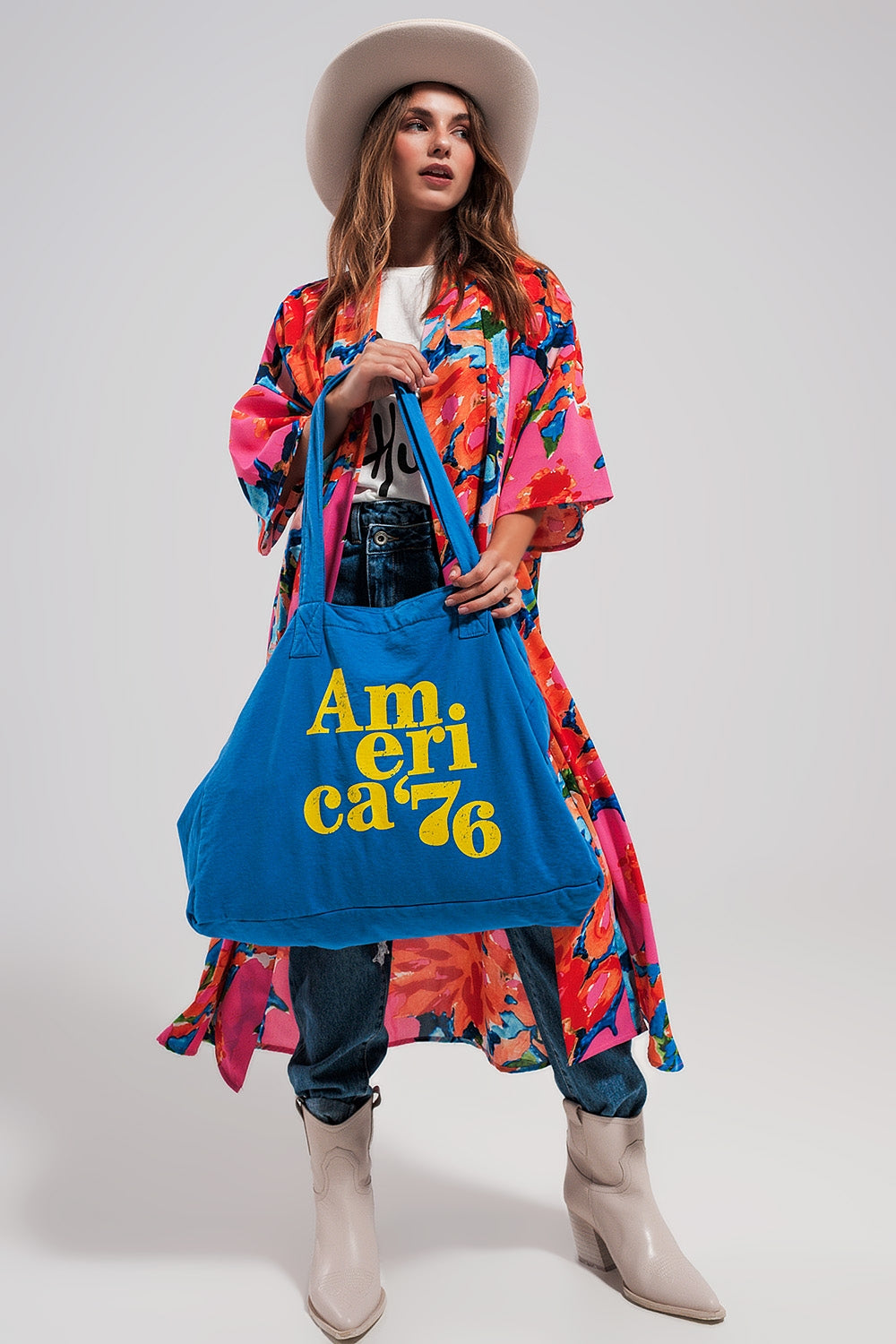Tote de lona azul do AMERICA 76