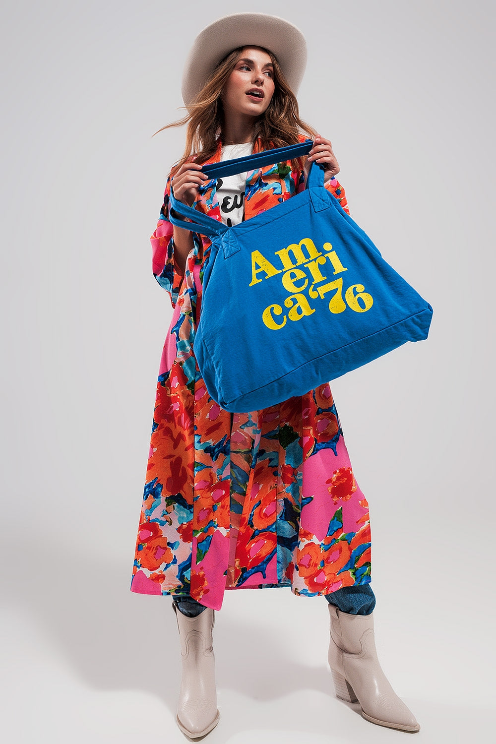 Tote de lona azul do AMERICA 76
