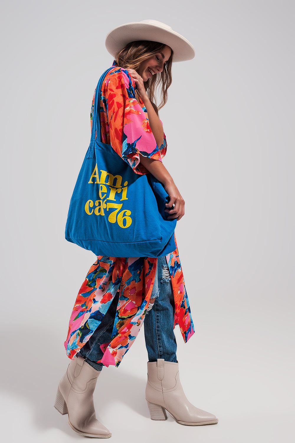 Tote de lona azul do AMERICA 76