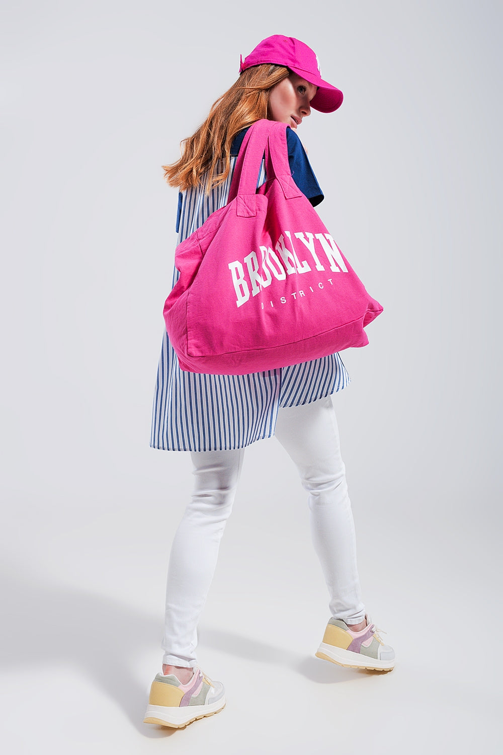 Tote de lona fuchsia do Brooklyn district