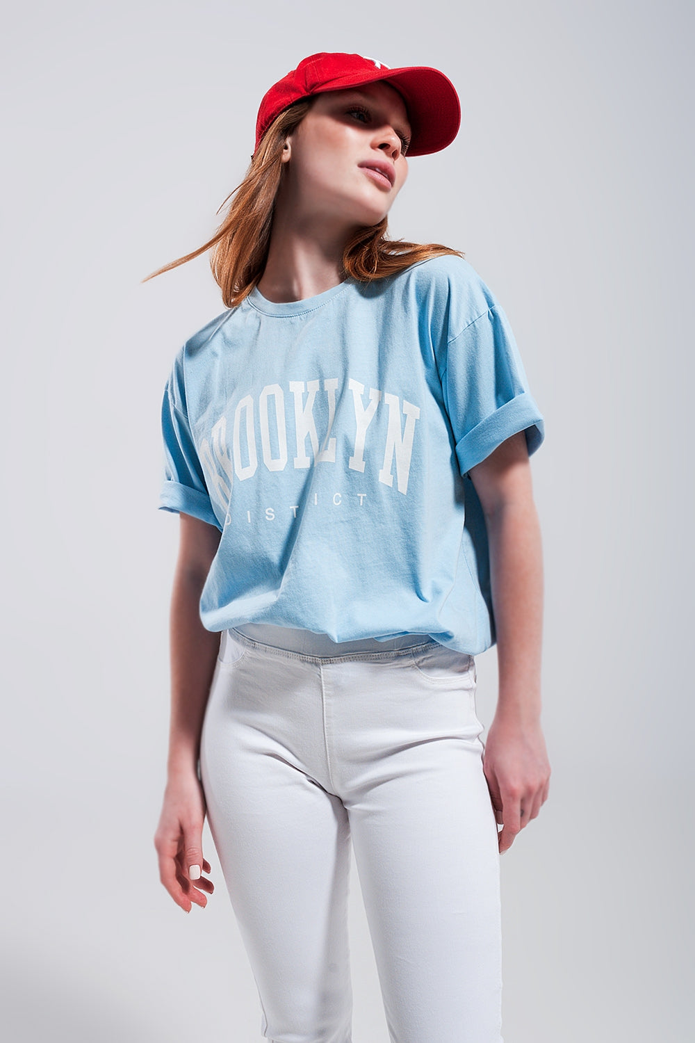 T shirt com estampa de Brooklyn em azul
