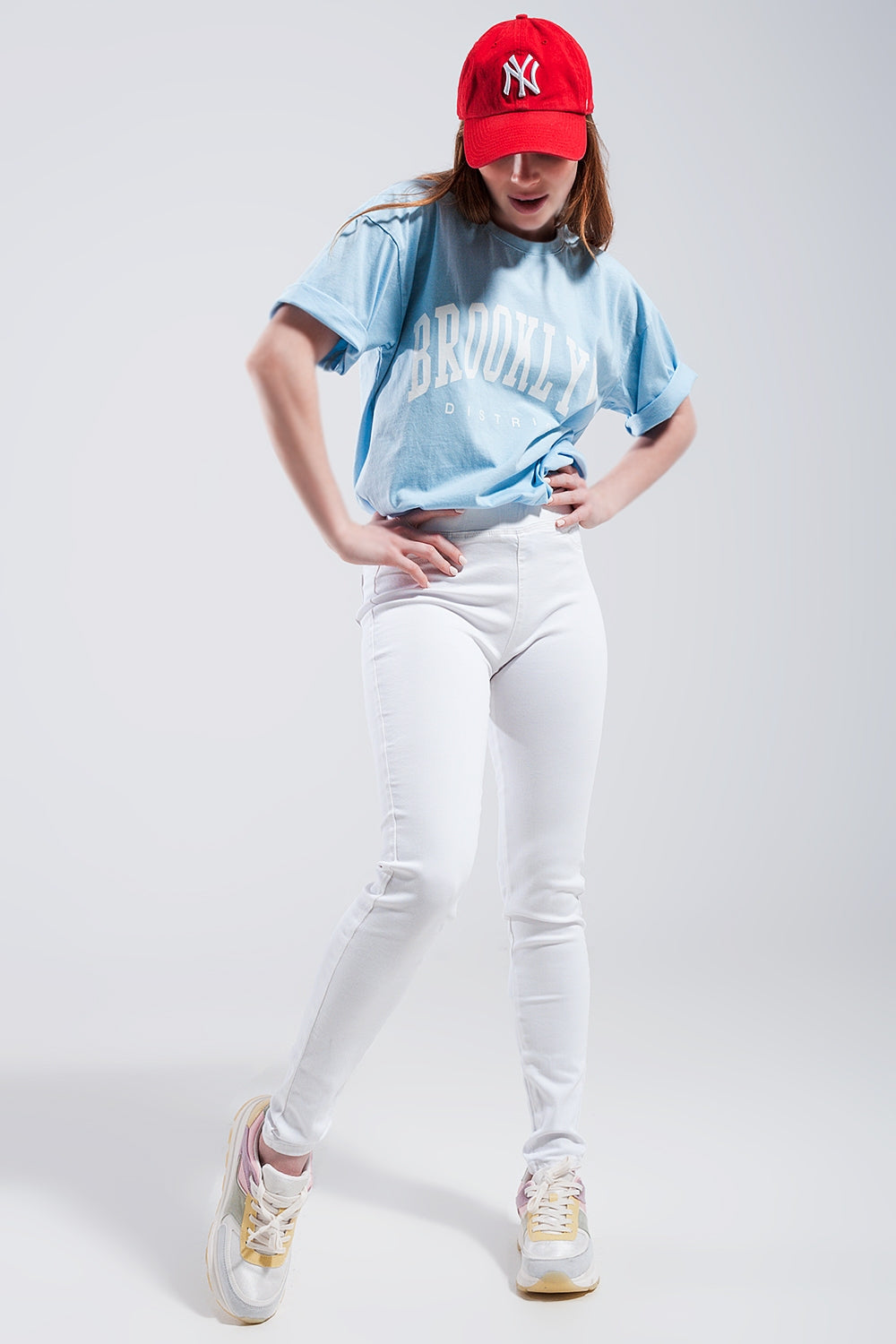 T shirt com estampa de Brooklyn em azul