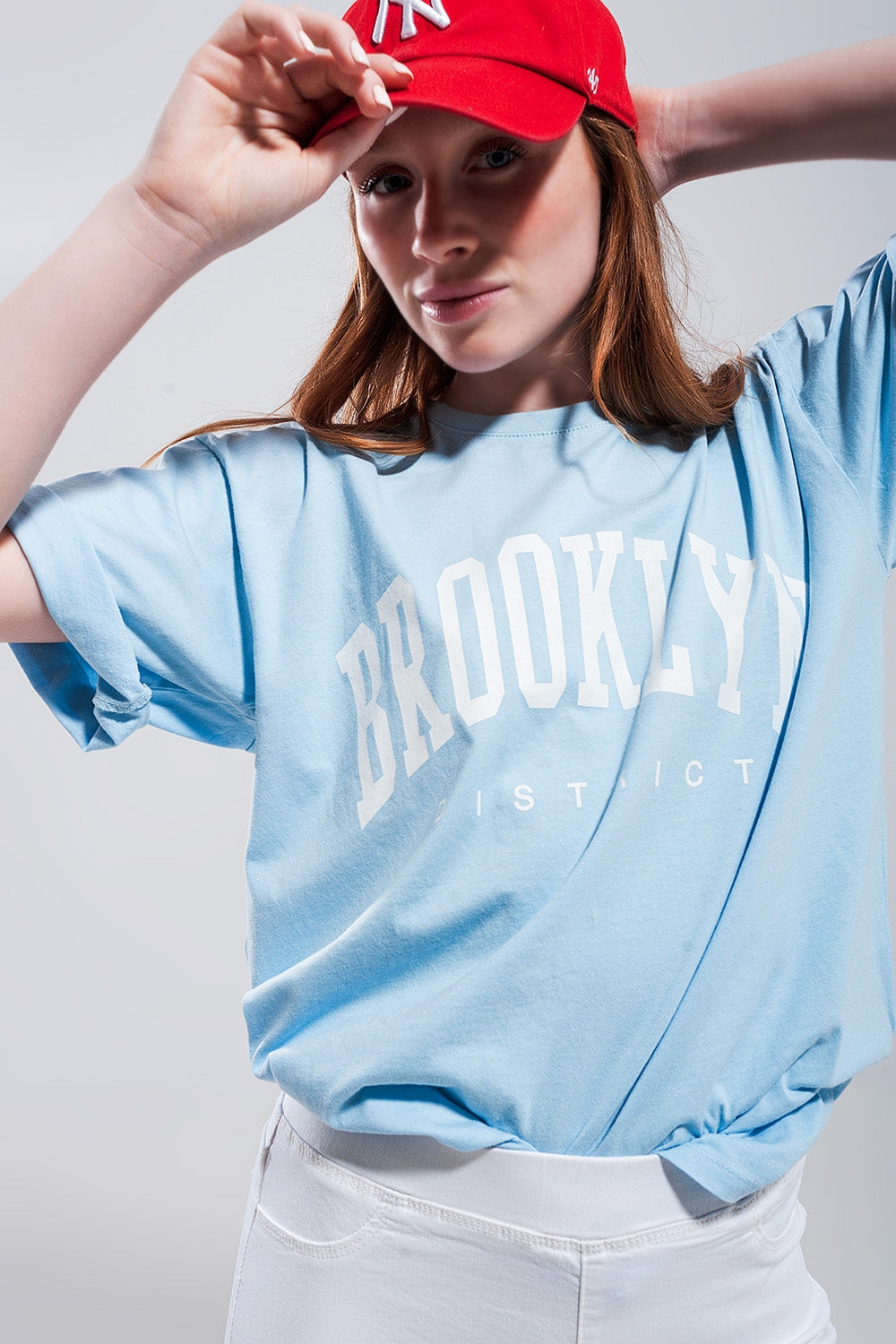 T shirt com estampa de Brooklyn em azul