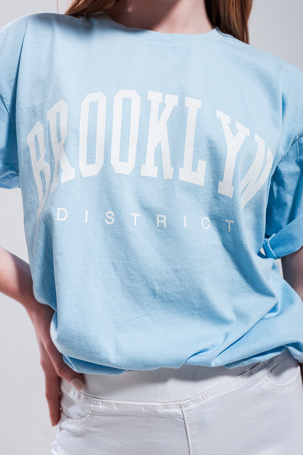 T shirt com estampa de Brooklyn em azul