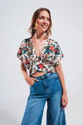 top courto com estampa paisley beige