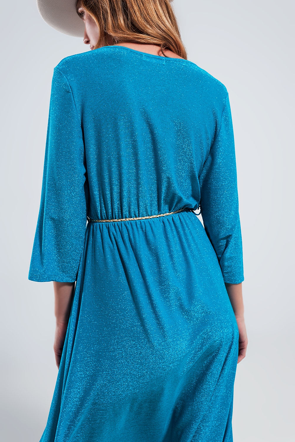 Vestido maxi azul brilhante