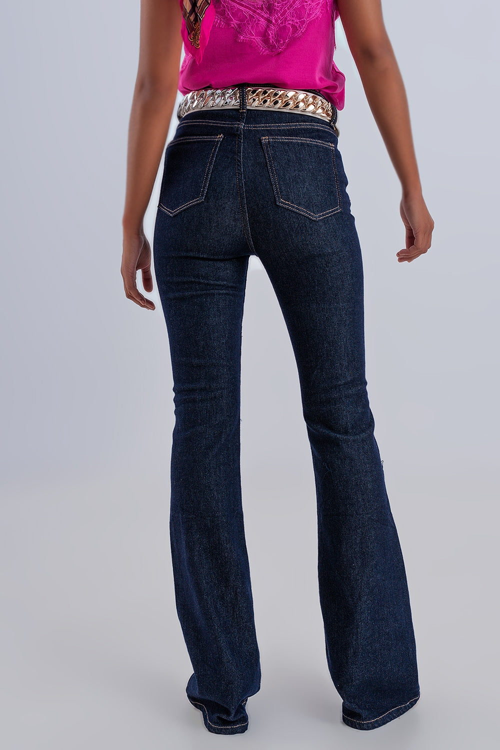 Calças de ganga de cintura ultra alta Dark wash