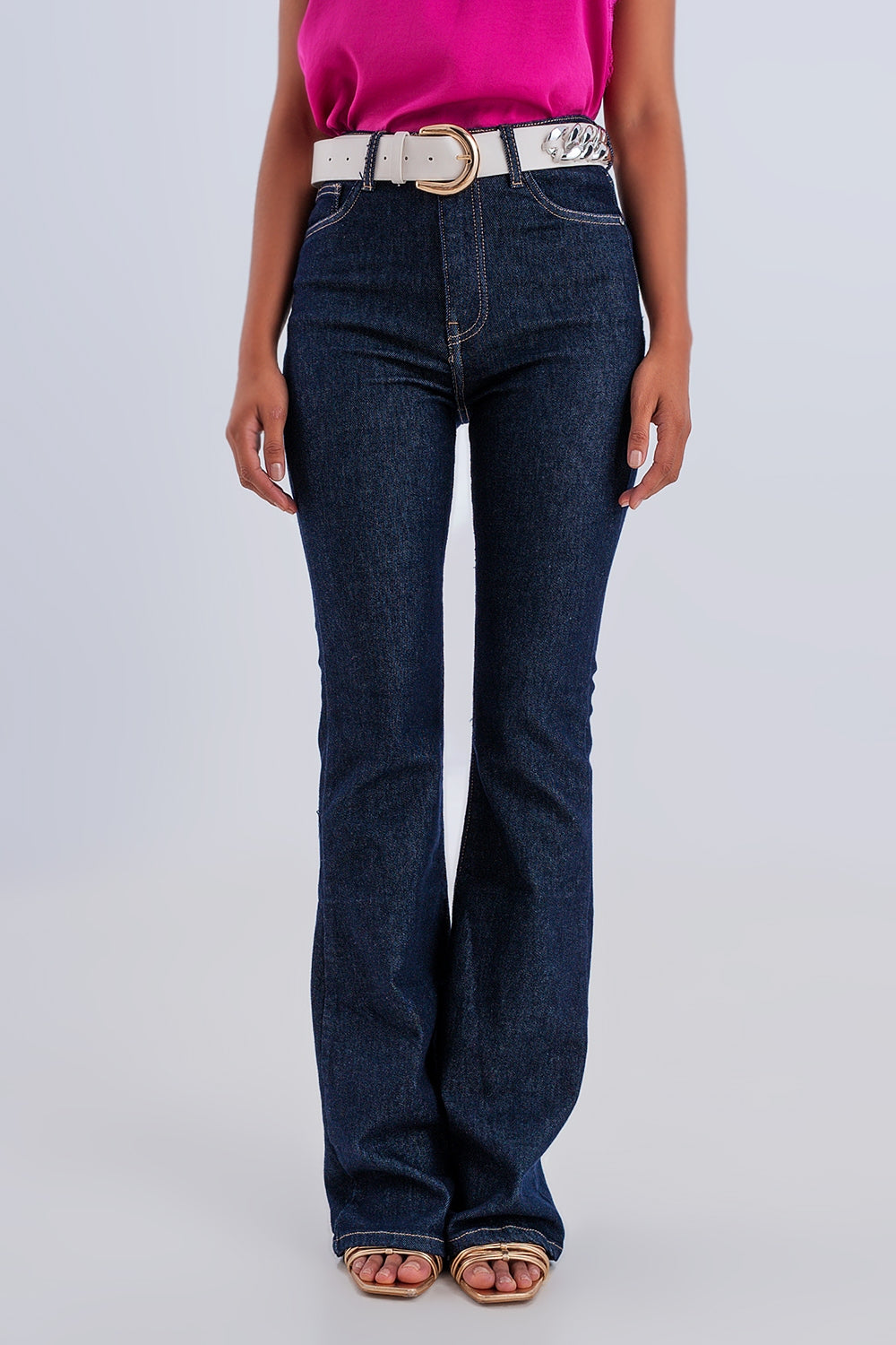 Calças de ganga de cintura ultra alta Dark wash