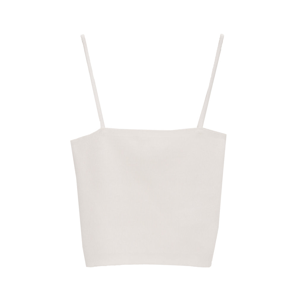Top de malha sem mangas branco com nervuras