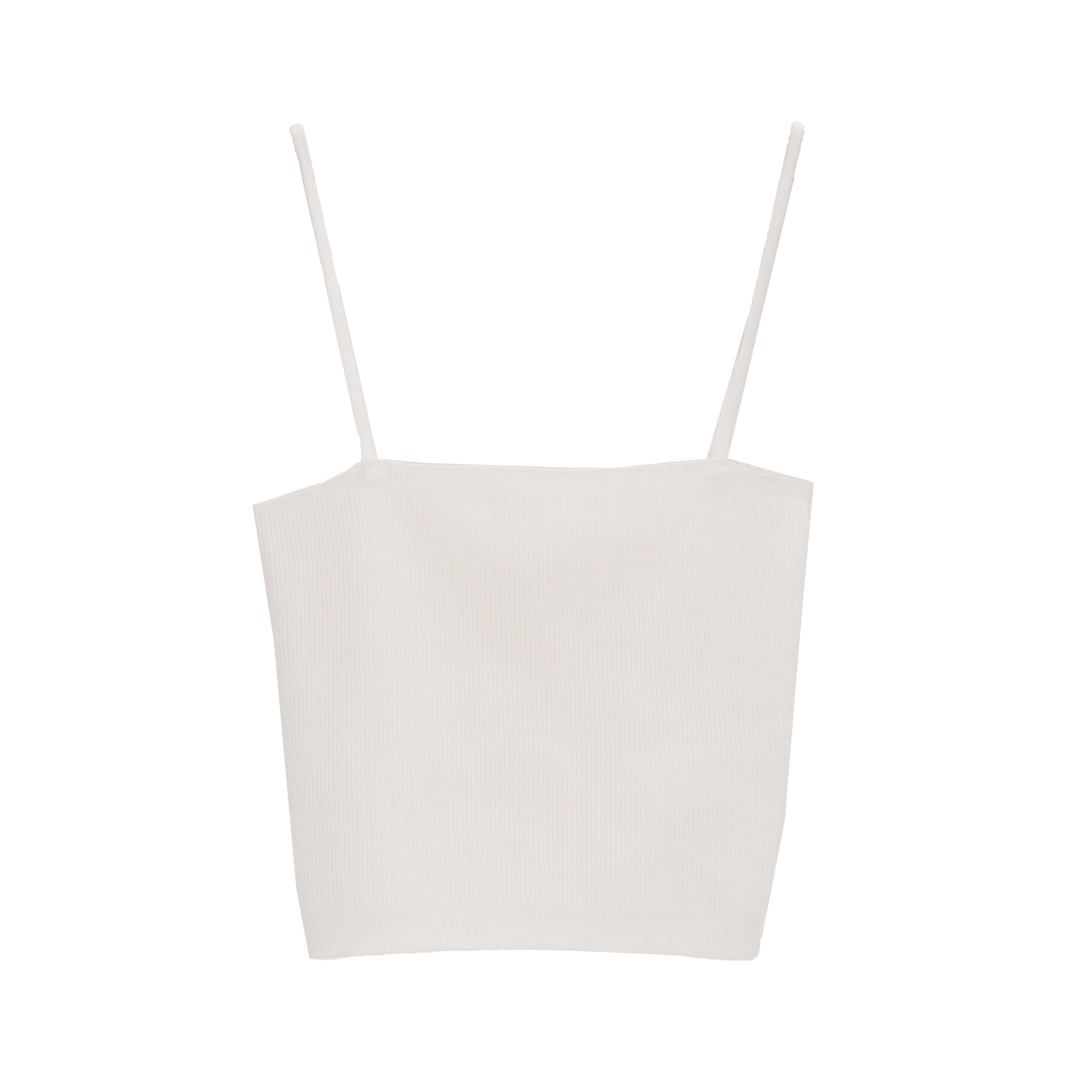 Top de malha sem mangas branco com nervuras