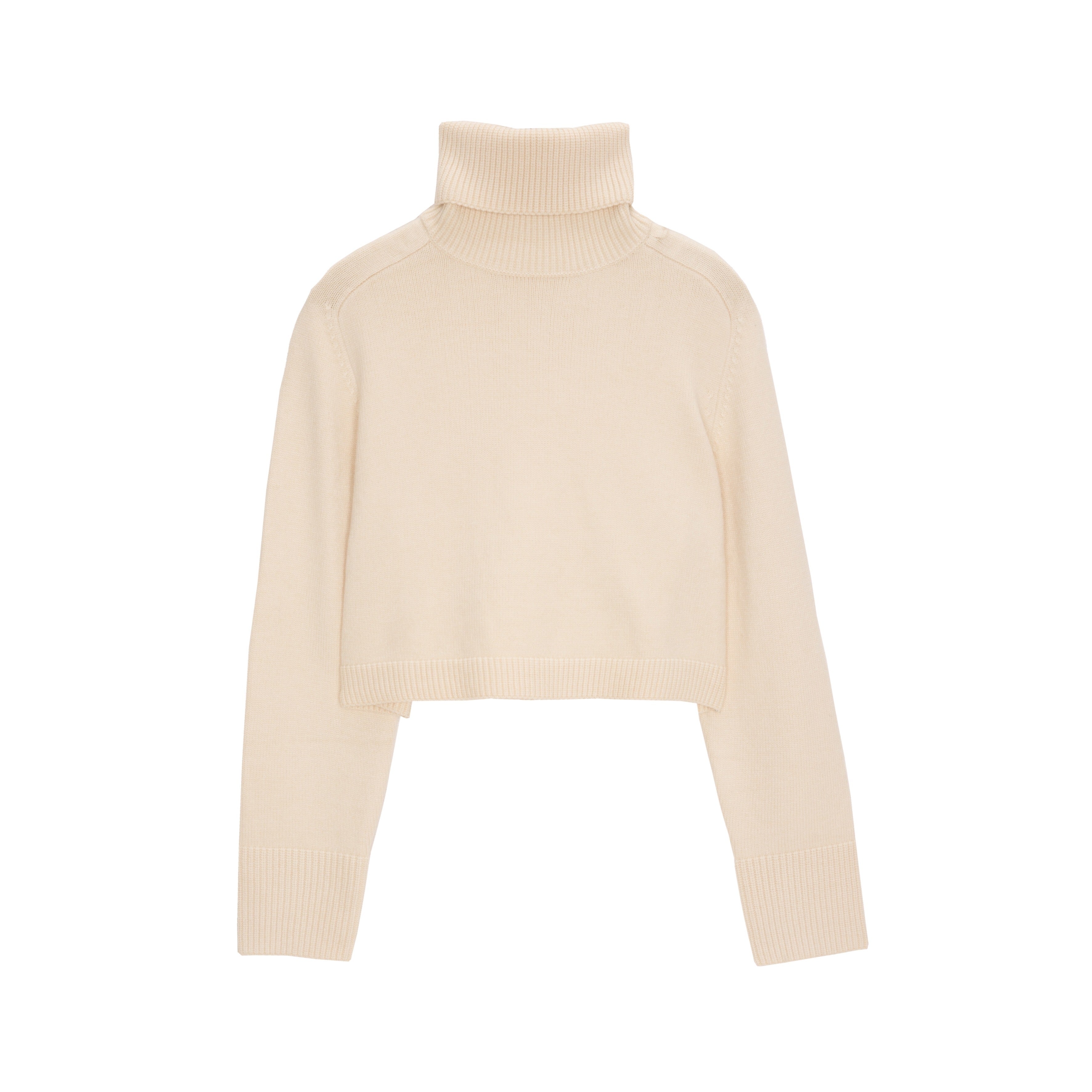 Camisola de pescoço alto cropped em creme