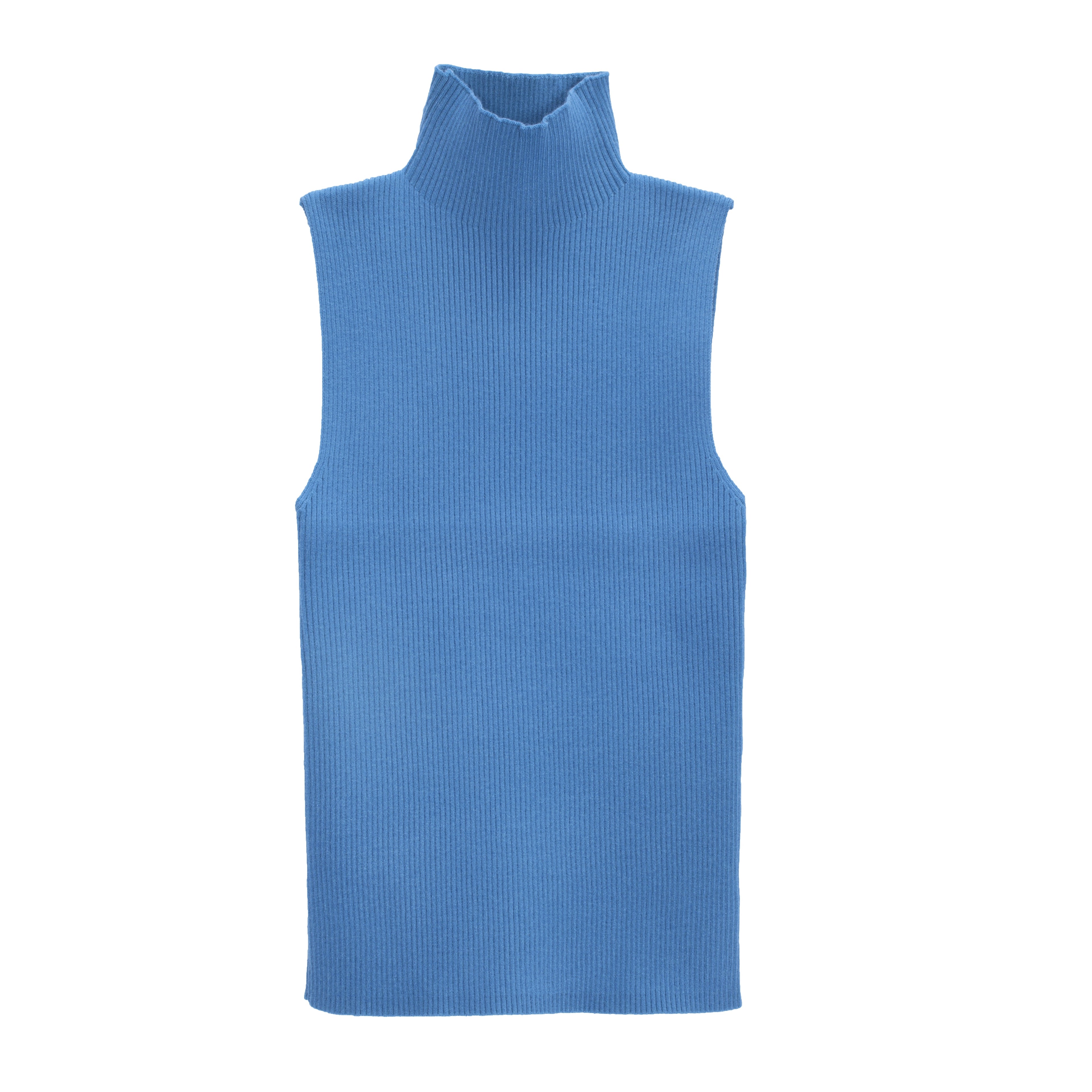 Top de pescoço alto tricotado em azul
