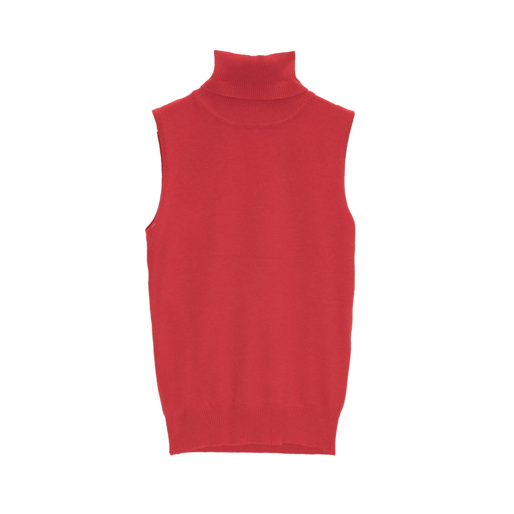 Camisola de malha sem mangas em vermelho