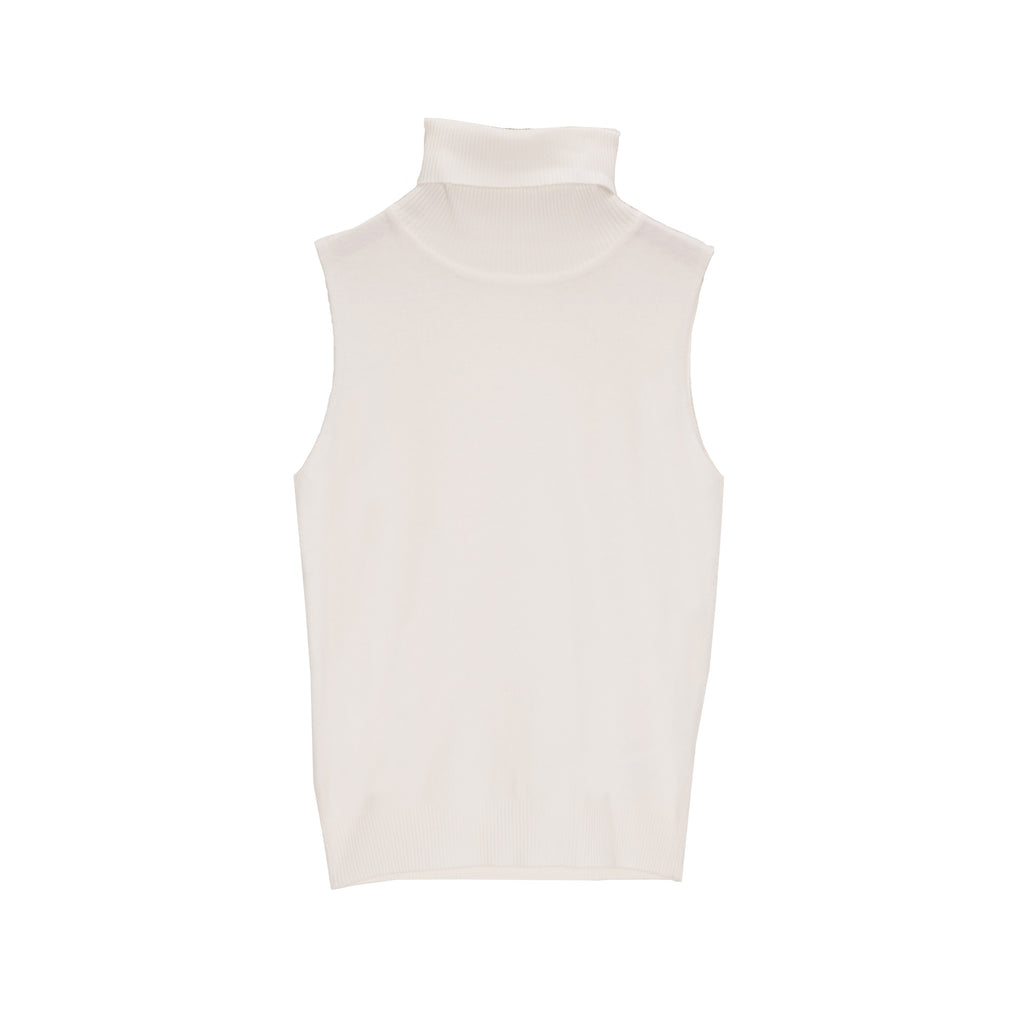Camisola de malha sem mangas em creme
