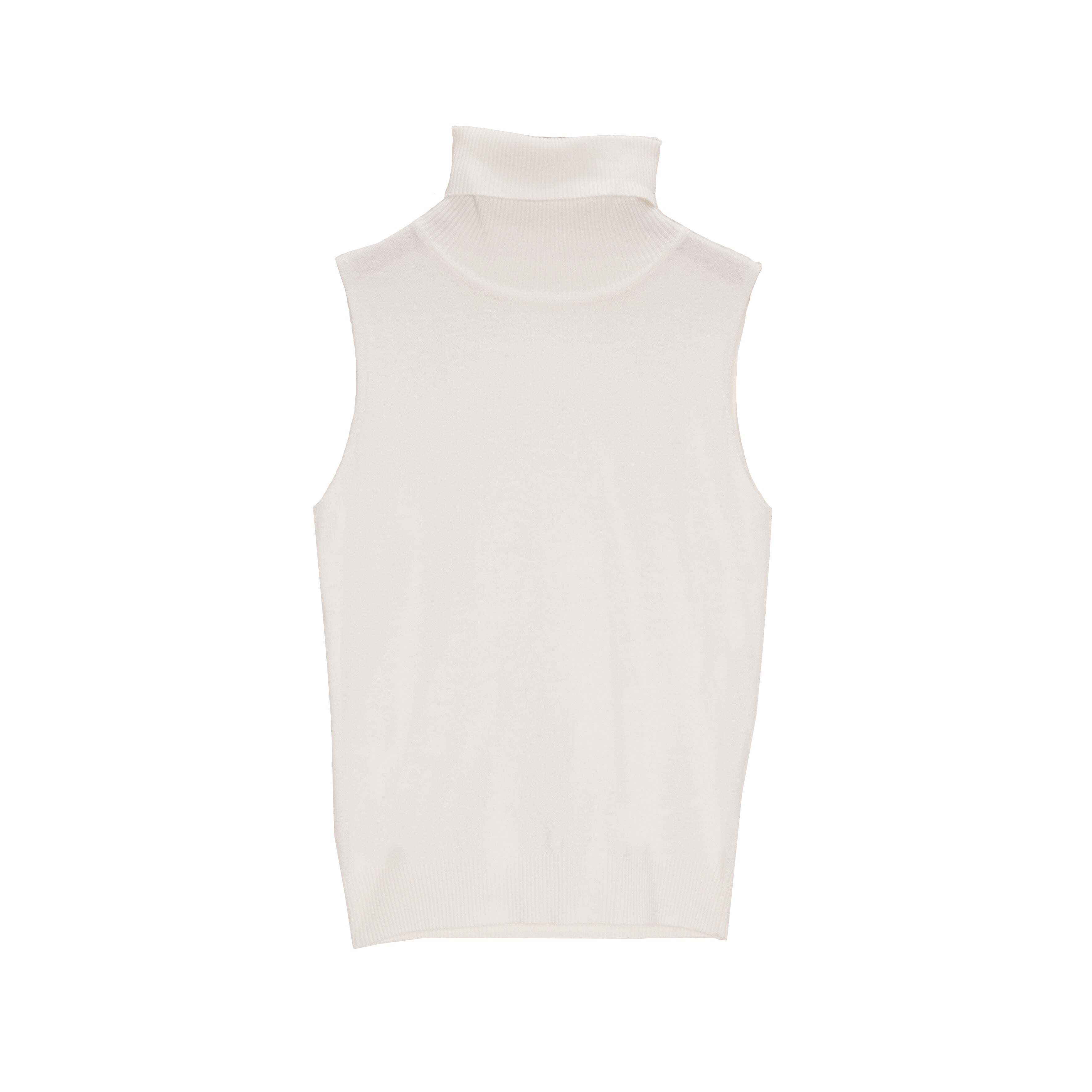 Camisola de malha sem mangas em creme