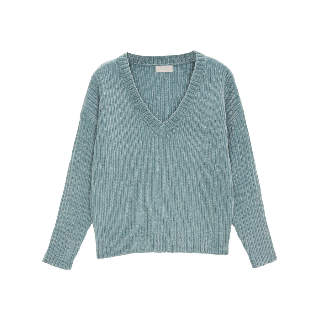 Camisola de malha de chenille em verde