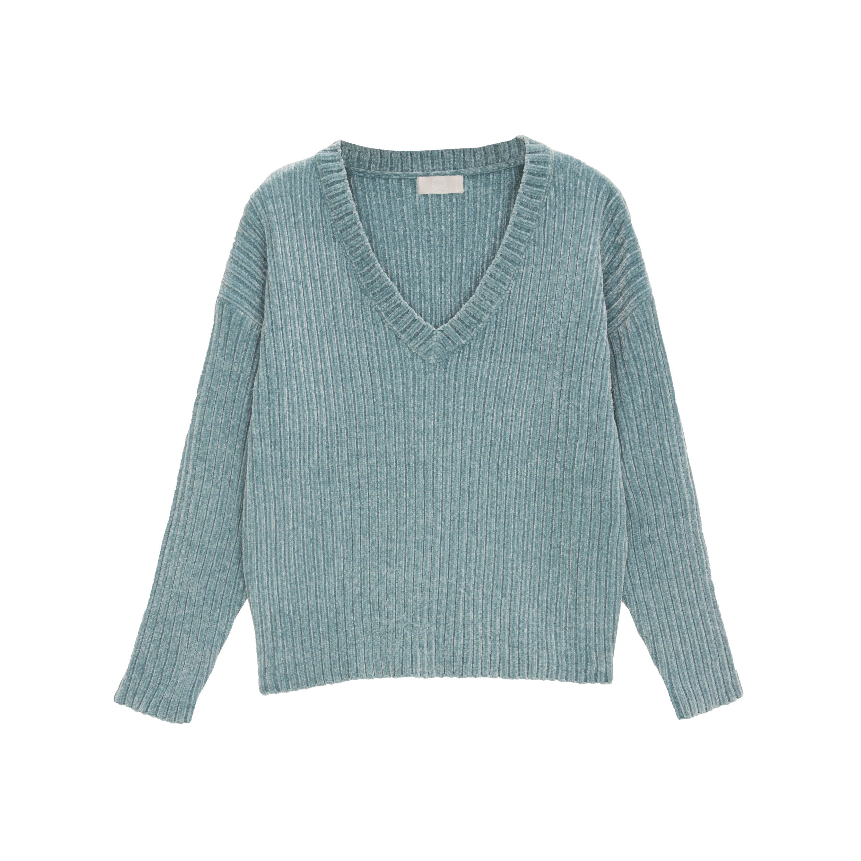 Camisola de malha de chenille em verde