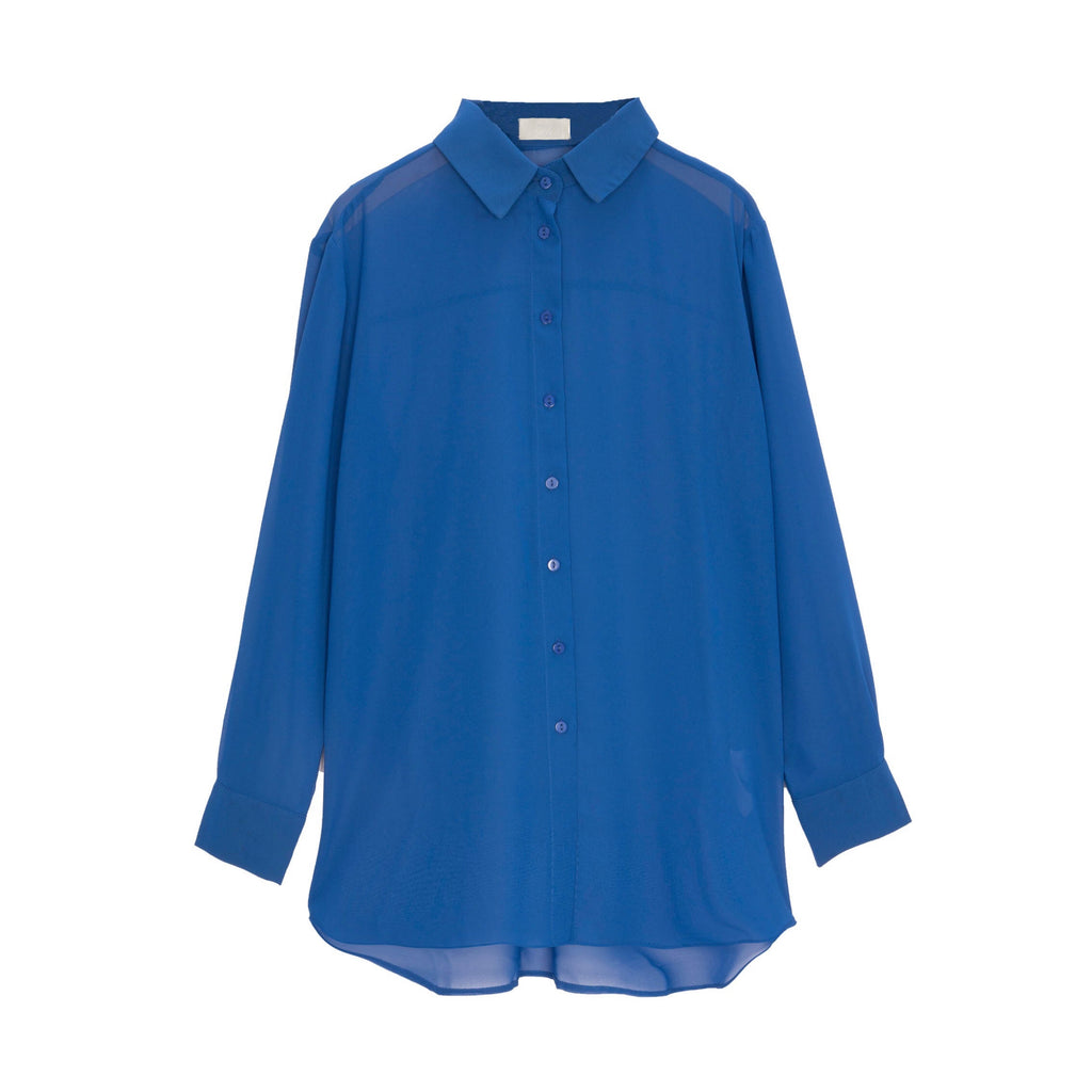 Camisa azul transparente chiffon