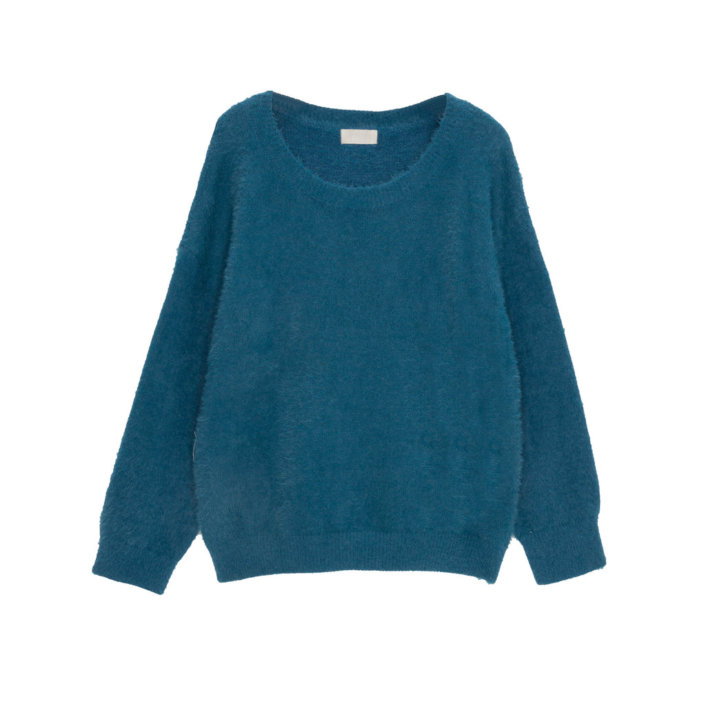 Camisola de malha fofa azul