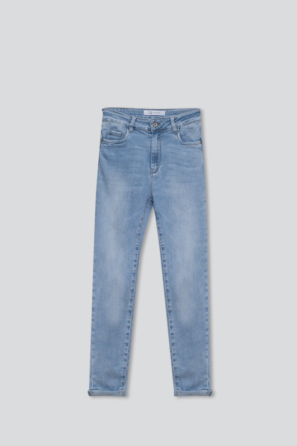 Calças de ganga super  skinny de cintura regular em lavagem clara com 5 bolsos