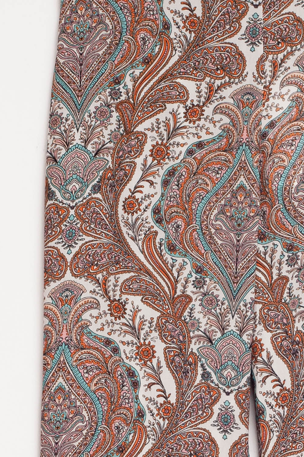 Calças de perna larga em estampado paisley bege