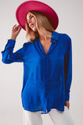 Camisa azul transparente chiffon