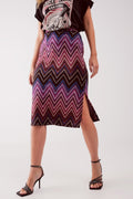 Saia Midi em geo impressão fuchsia