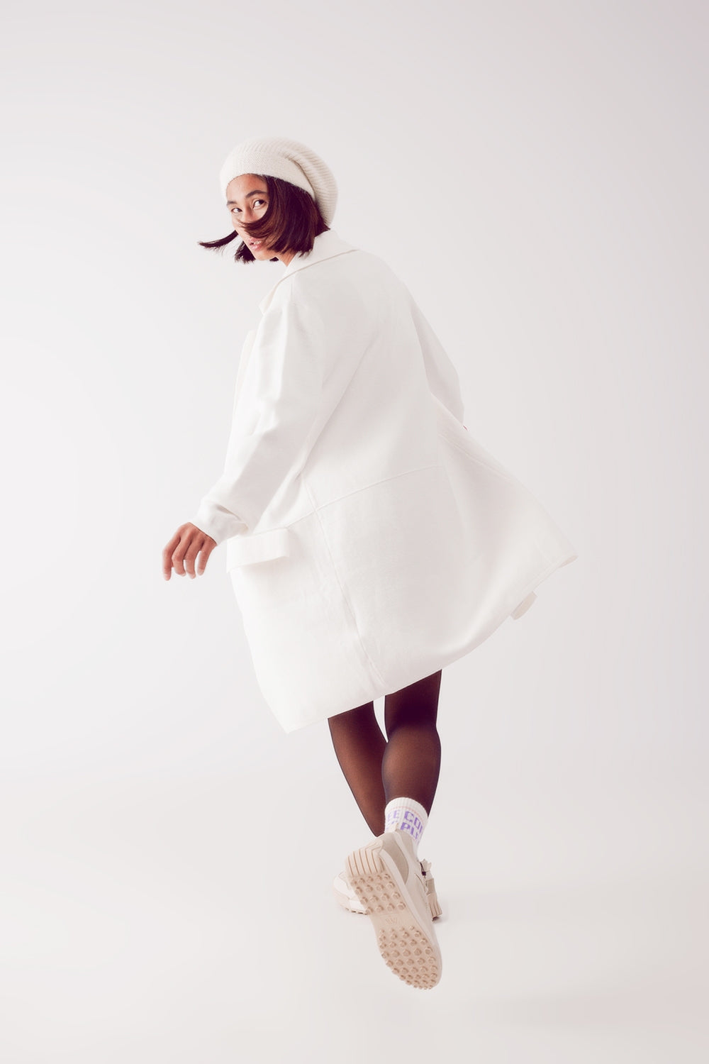 cardigan de gola oversized em branco