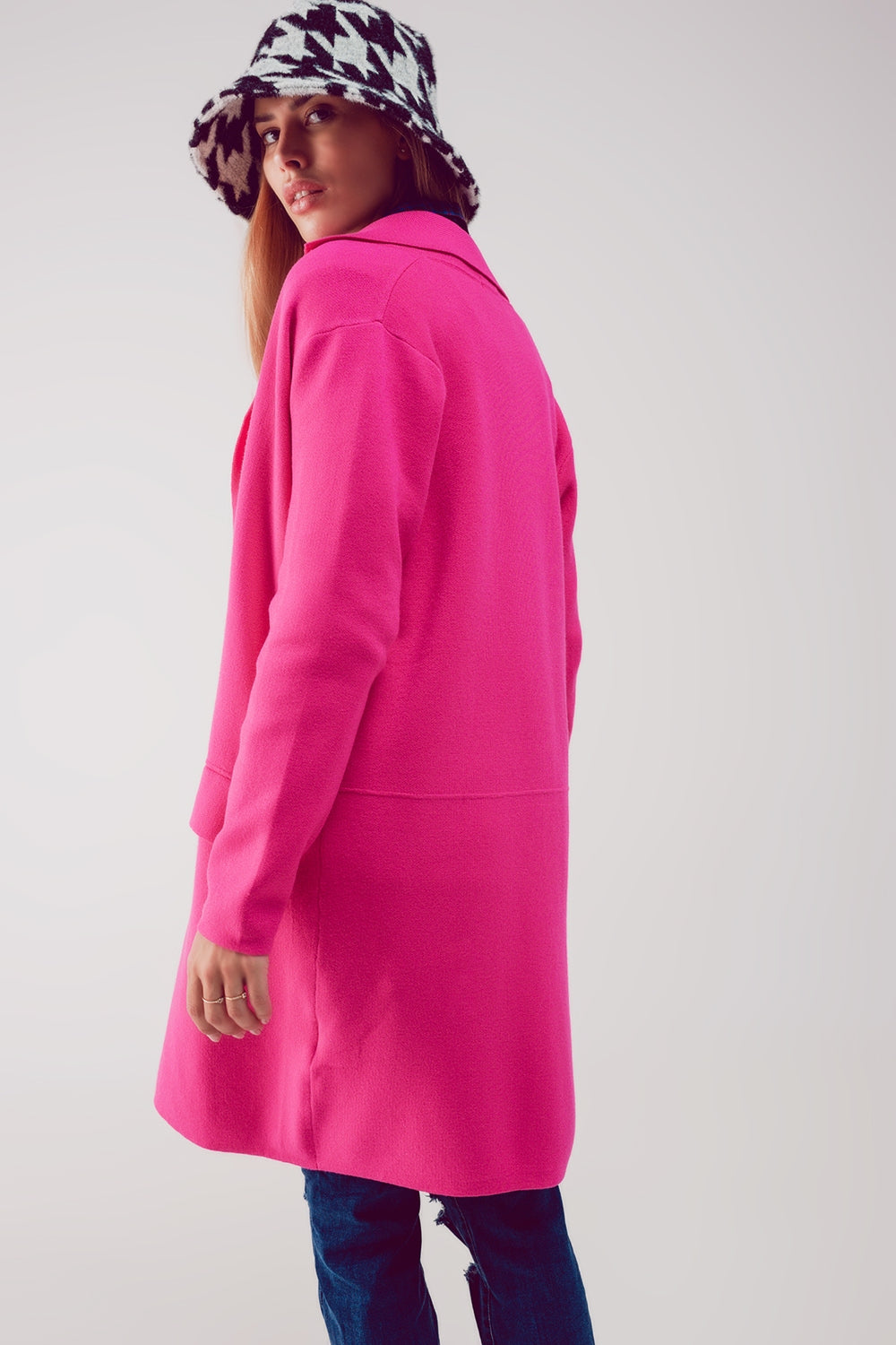 Cardigan de gola oversized em fuchsia