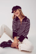 Camisola de pescoço polo listrado preto
