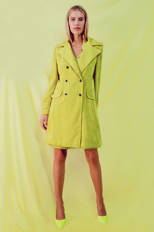 Blazer longa com botões vintage em cordão lima