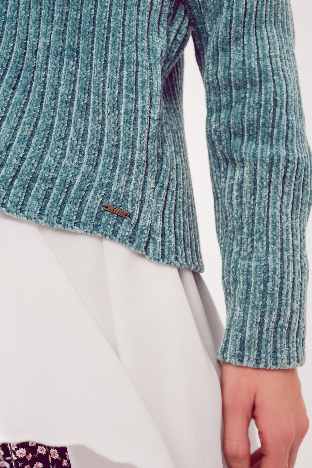 Camisola de malha de chenille em verde