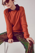 Vestido de camisola oversized com decote redondo laranja