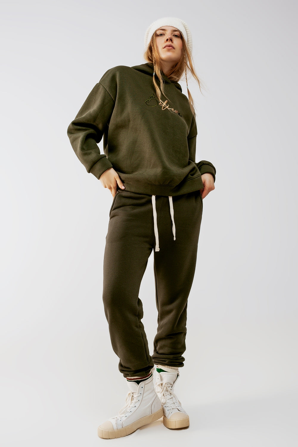 Jogger de algodão em cáqui