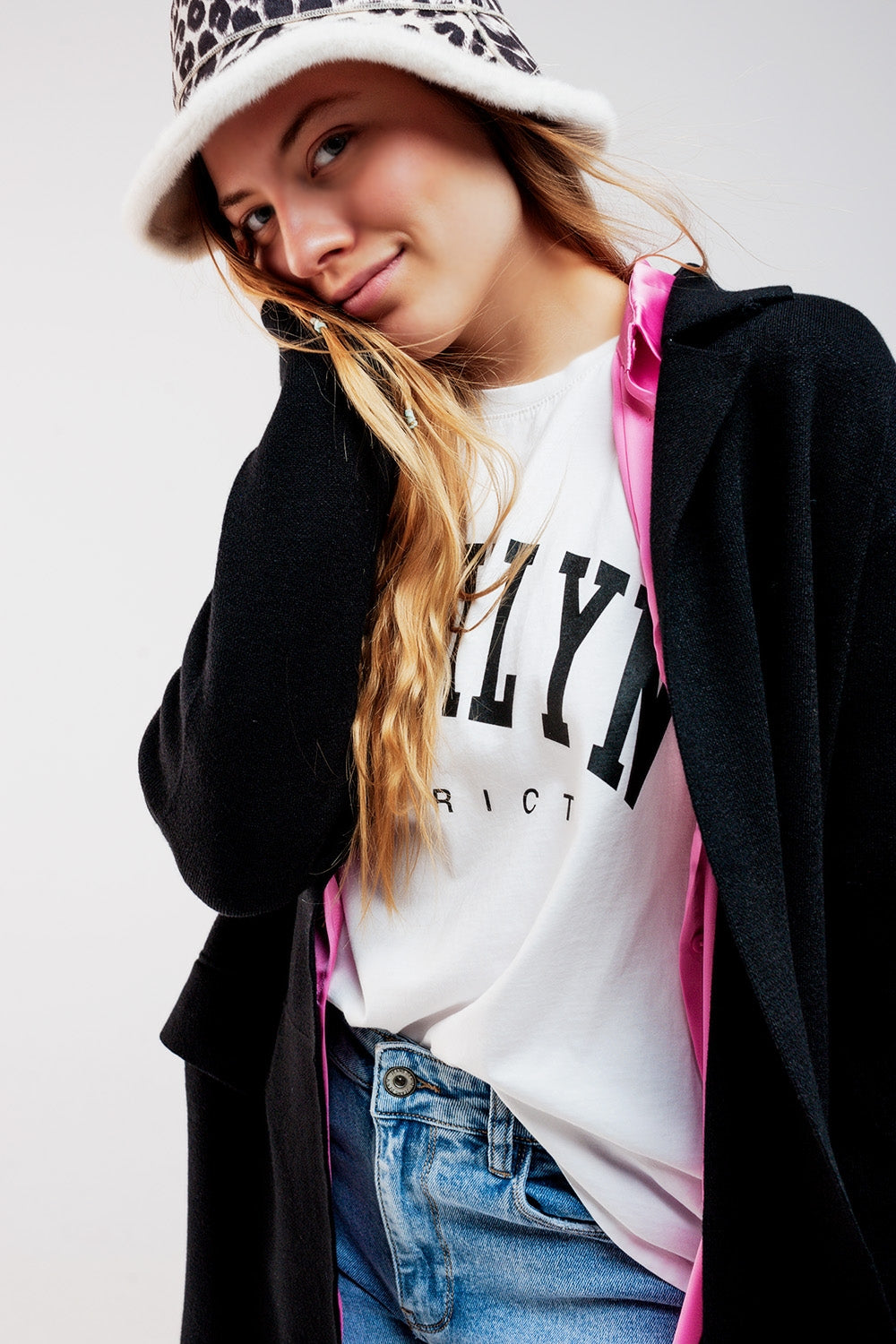 Cardigan de gola oversized em preto