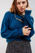 Camisola de malha fofa azul