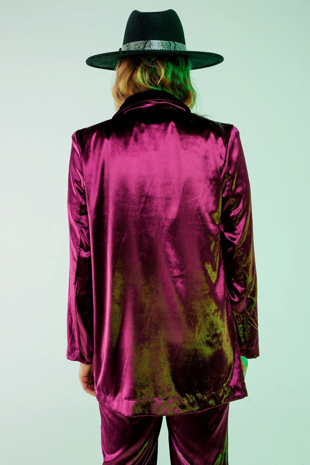 Blazer de veludo purpura oversize