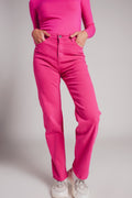 Calças de ganga mom fuchsia com alta subida e ajuste solto