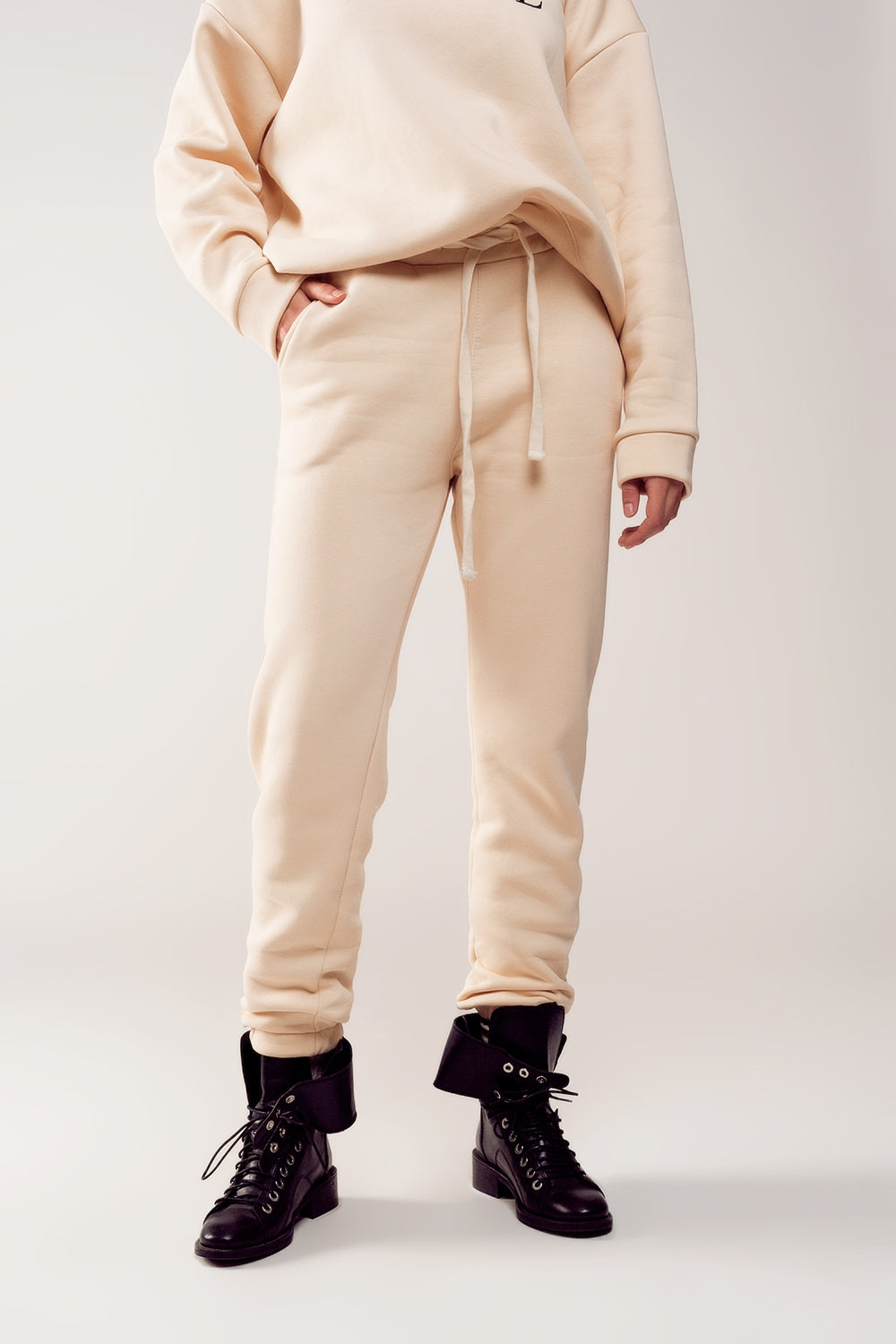 Jogger de algodão em creme