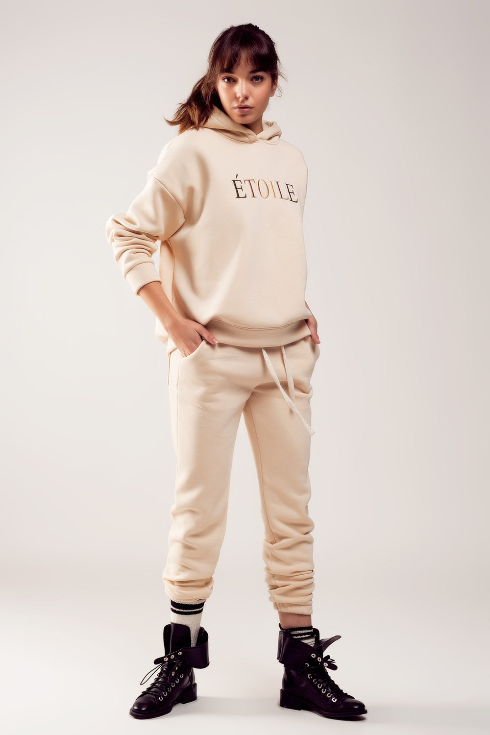 Jogger de algodão em creme