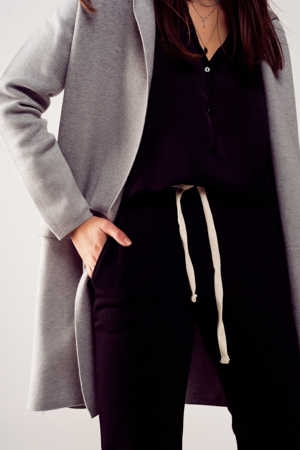 Cardigan de gola oversized em cinzento