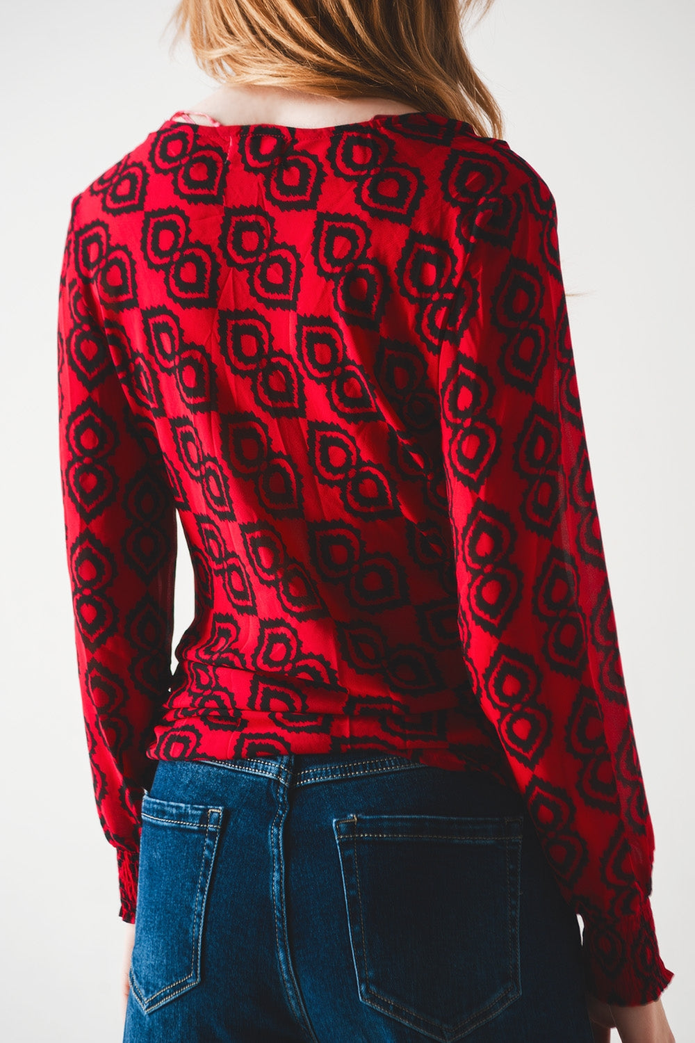 Blusa com mangas desbotadas fuchsia