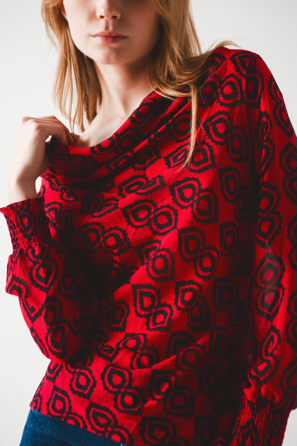 Blusa com mangas desbotadas fuchsia