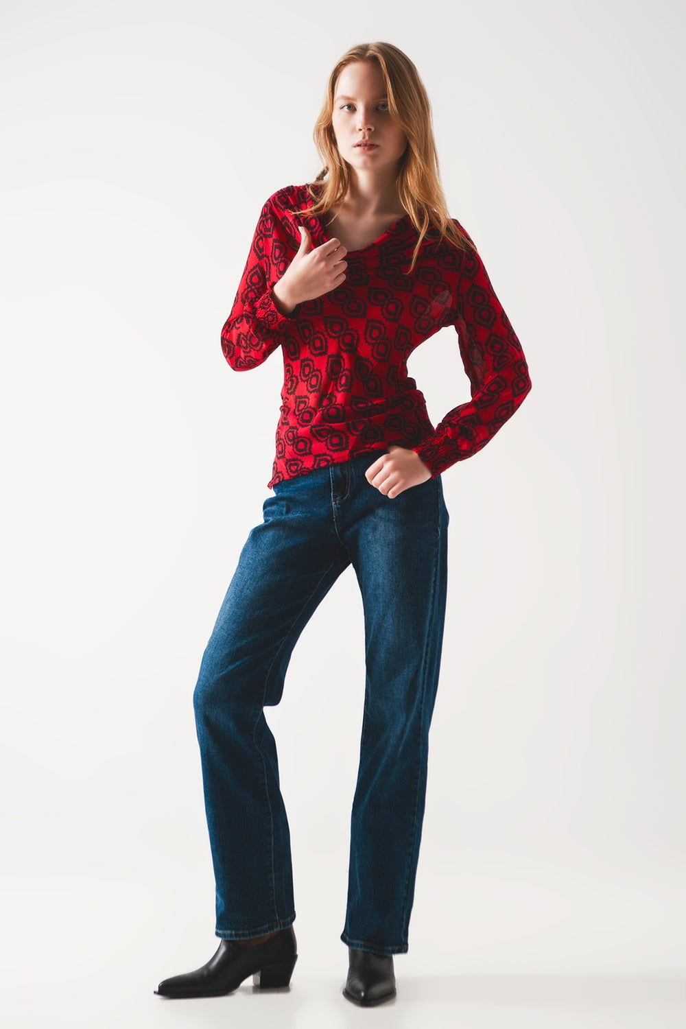 Blusa com mangas desbotadas fuchsia