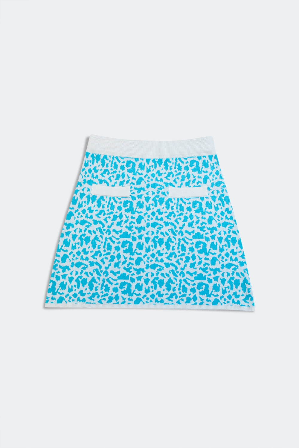Mini saia de malha fina em estampado turquesa