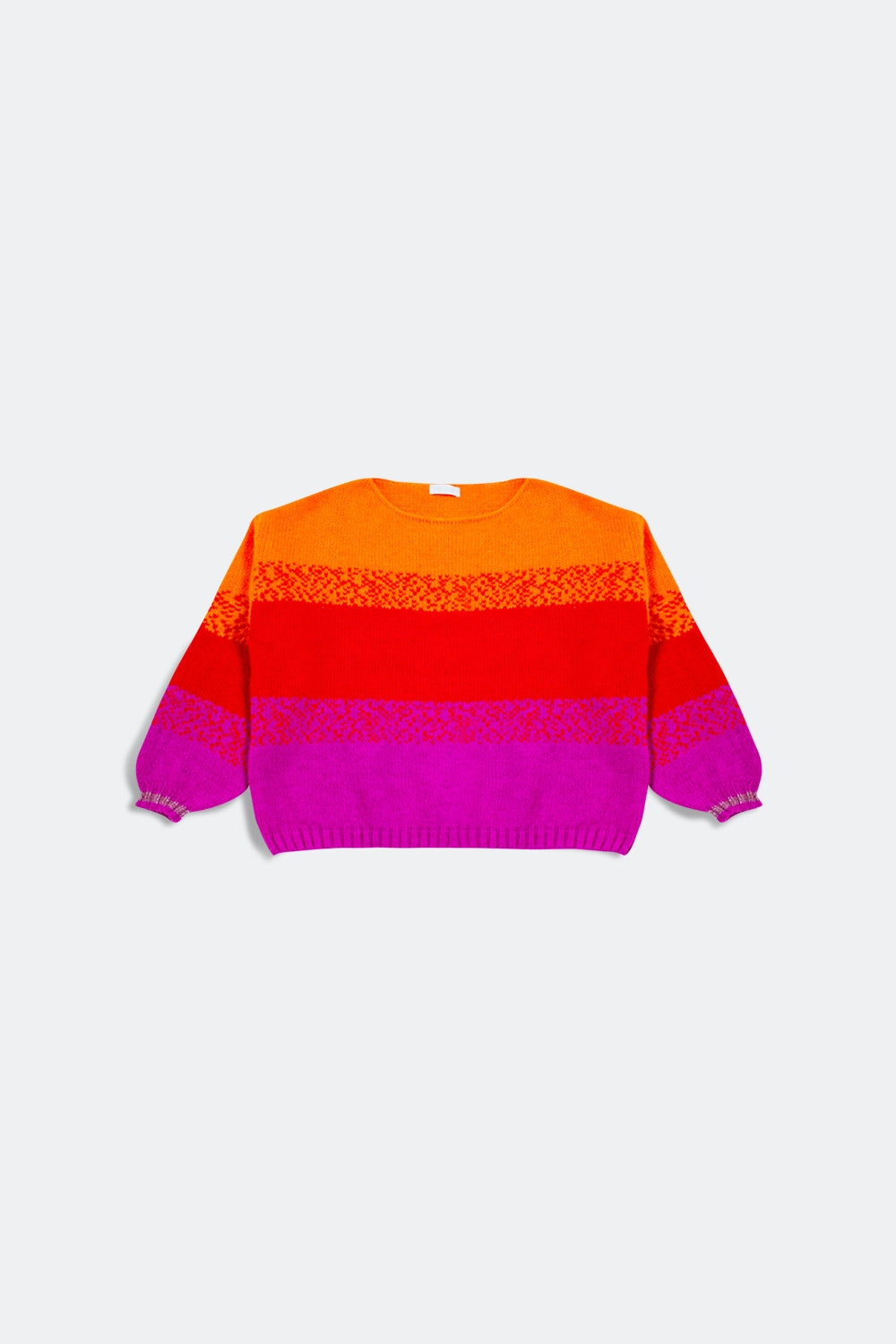 Camisola de malha laranja com riscas mélange
