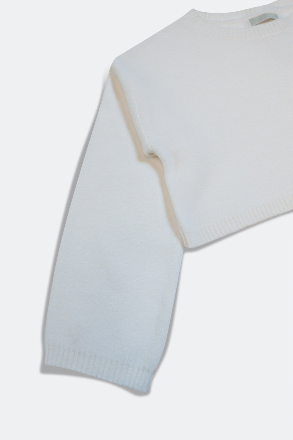 Camisola curta de malha creme