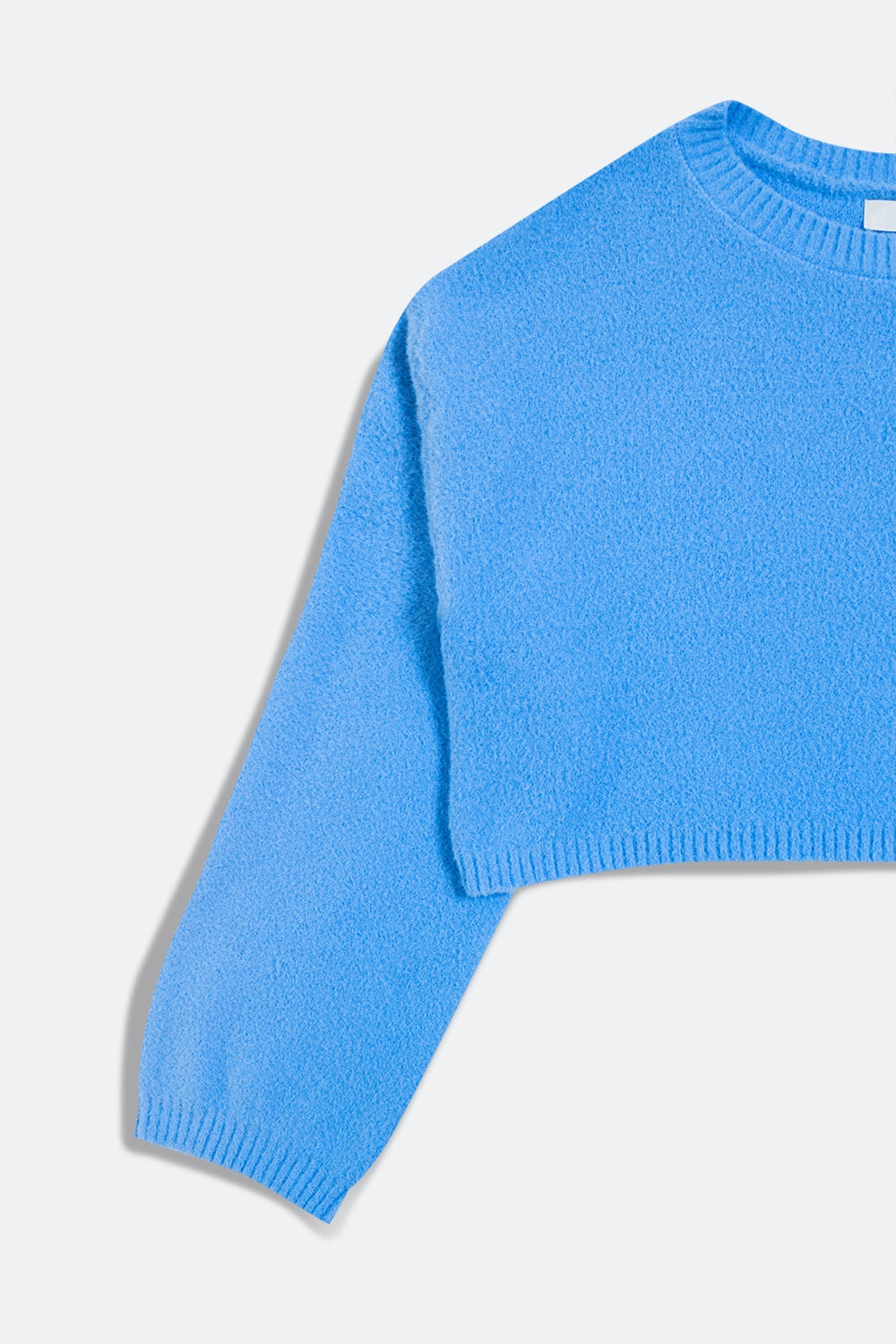Camisola curta de malha azul