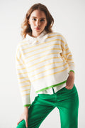 Camisola de listras amarelas e brancas