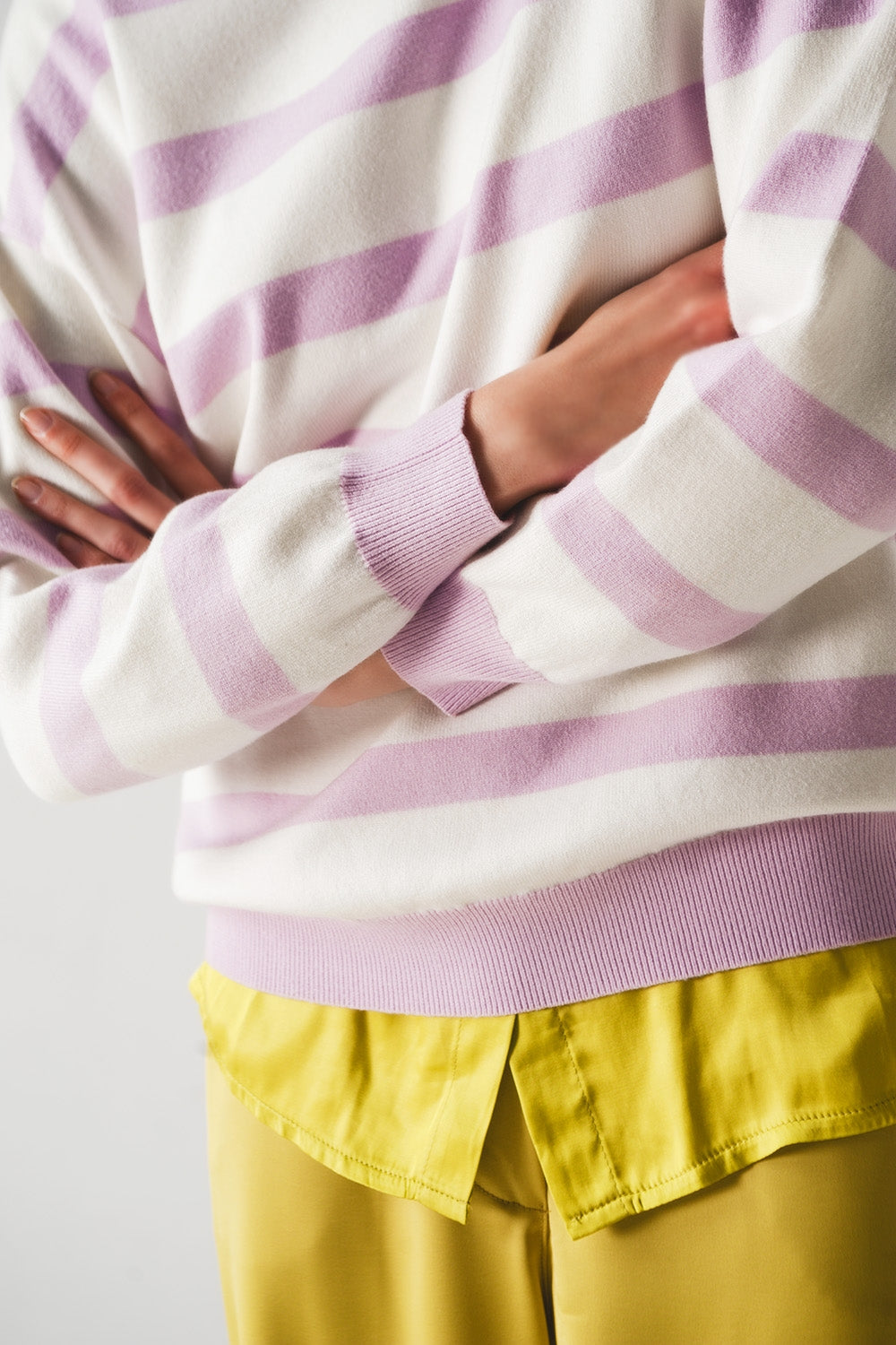 Camisola longa com riscas púrpura